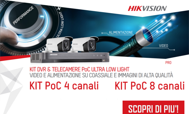 Promo tvcc Hikvision: kit poc 4 e 8 canali!